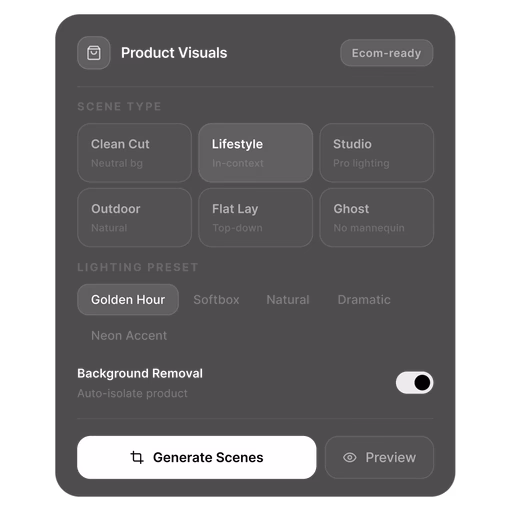 VISIO product visual generator with image variations and brand controls.